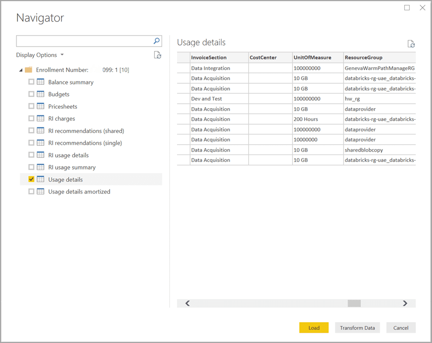 Dữ liệu có sẵn thông qua trình kết nối từ cổng Azure
 