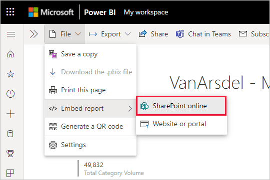 Lấy URL report trong Power BI Service