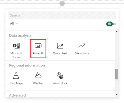 Bước 2 Thêm báo cáo Power BI Embedded vào trang SharePoint Online 