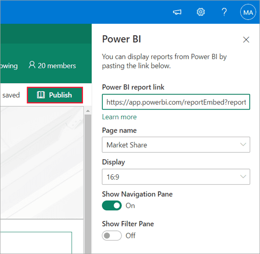 Bước 5 Thêm báo cáo Power BI Embedded vào trang SharePoint Online 