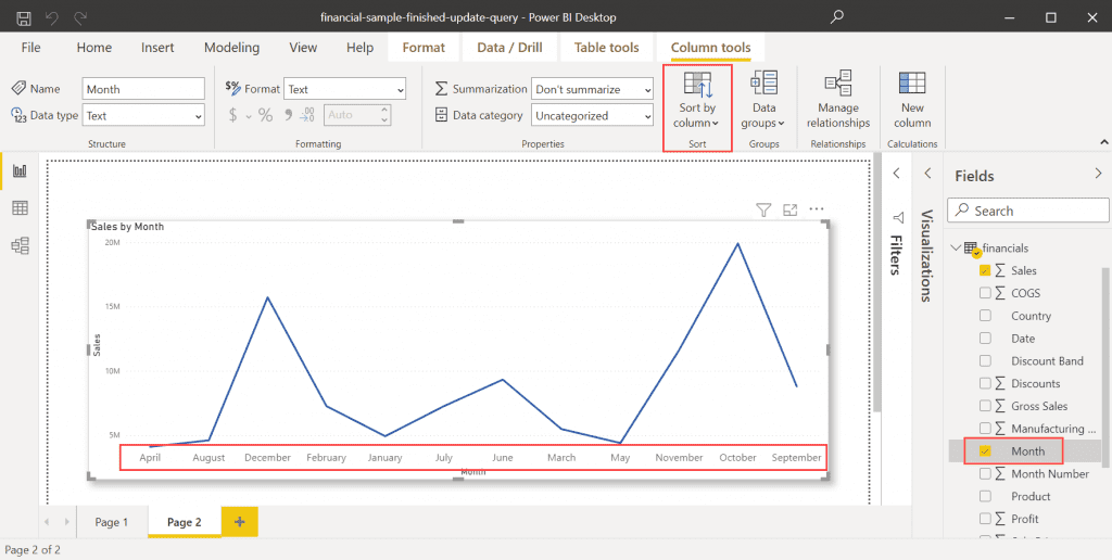 Bước 1: Thiết lập thêm một cột để sắp xếp trong Power BI Desktop