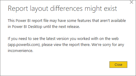 Thông báo các tính năng khả dụng và không khả dụng trong Power BI