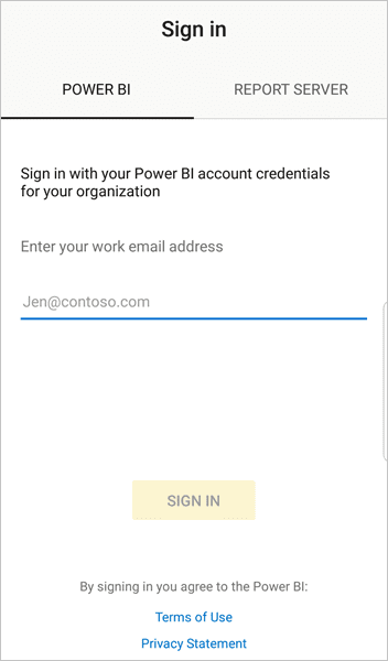 Đăng nhập vào Power BI trên Android