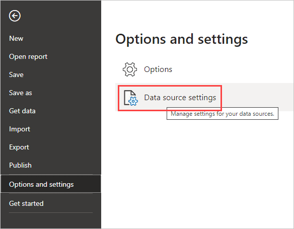 options and settings