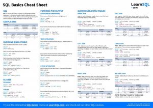 SQL Cheat Sheet - SQL Basics Cheat Sheet