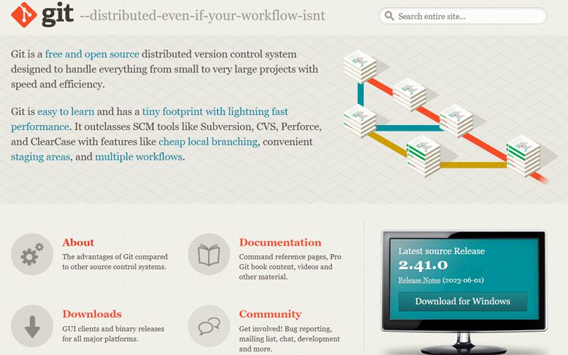 Truy cập vào website chính thức của Git