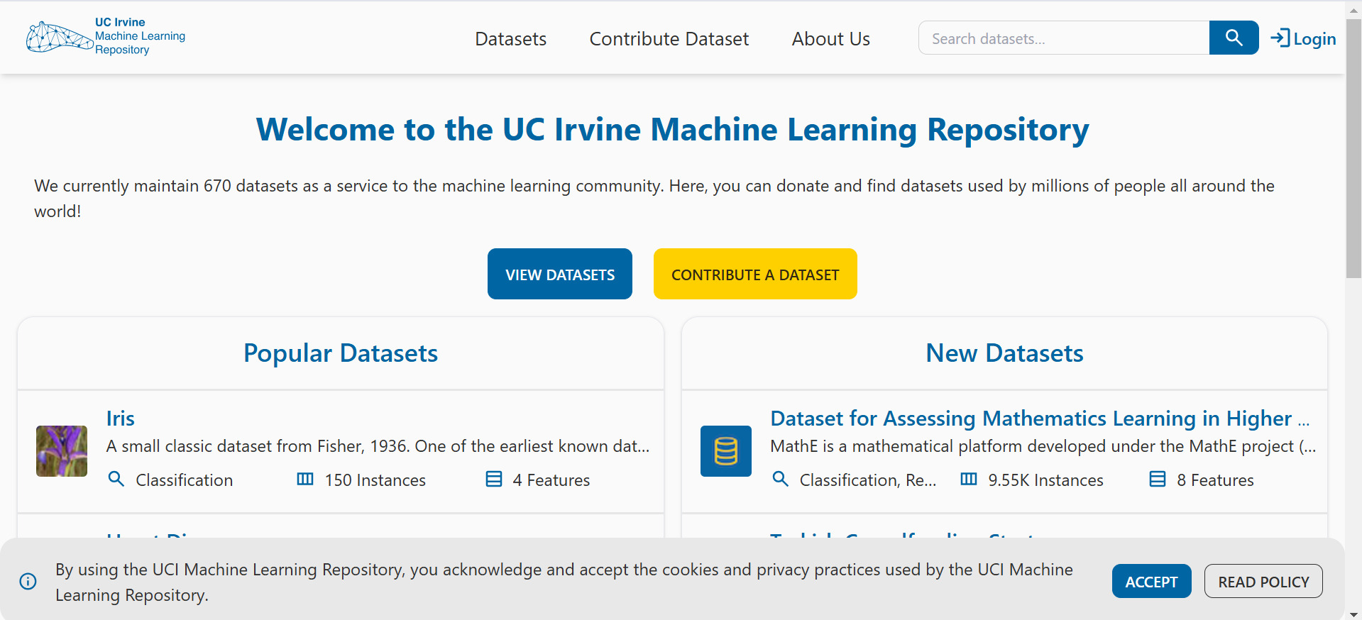 Dataset từ UCI để làm Data Analyst