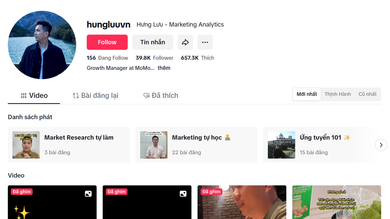 Kênh tiktok data analytics: Hưng Lưu